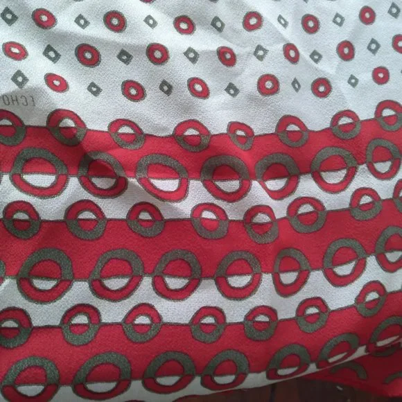 Red And White Vintage Silk Scarf  | Size OS - Picture 5 of 5